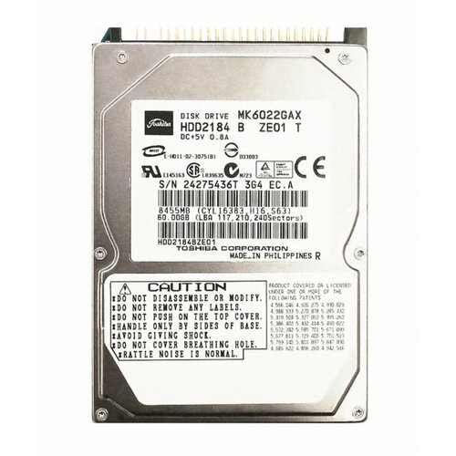 Жесткий диск Toshiba HDD2184 60Gb 5400 IDE 25 HDD 9215₽