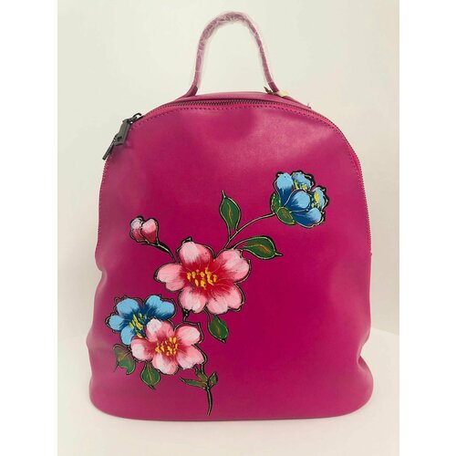 Рюкзак розовый Жимолость с цветами, для девочки, кожзам, Grizzly, арт. DS-853