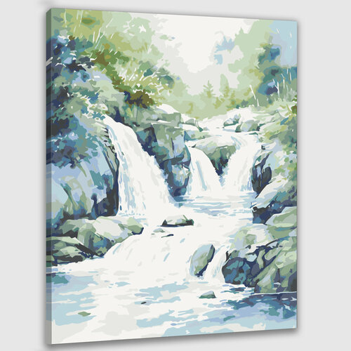 Картина по номерам 50х40 Пейзаж с горной рекой и водопадами картина на дереве дом корлеоне горная река 80x120 см