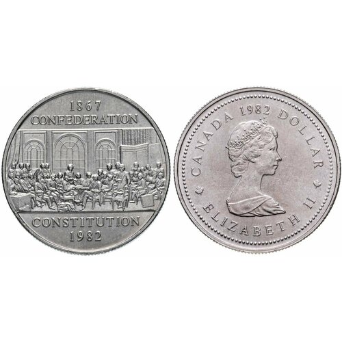 набор монет канады 1 доллар 2 шт Канада 1 доллар, 1982 115 лет конституции Канады