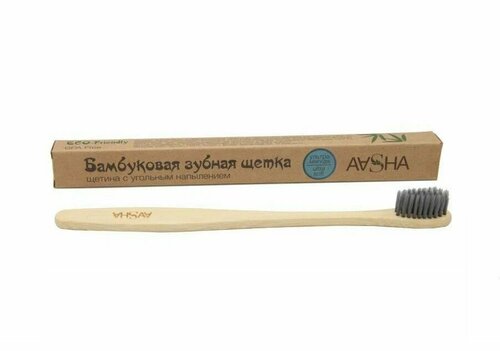 Бамбуковая зубная щетка ультра мягкая щетина с угольным напылением AASHA | | Ааша 1шт.