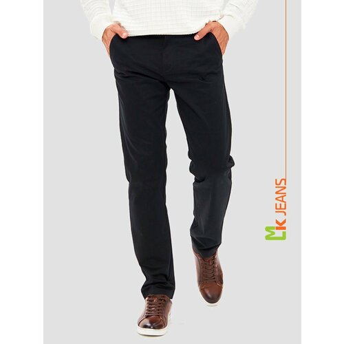 весенне осенние свободные прямые брюки длинные брюки мужские джинсы потертые прямые мужские брюки широкие брюки в стиле ретро Брюки чинос MkJeans, размер 32, черный