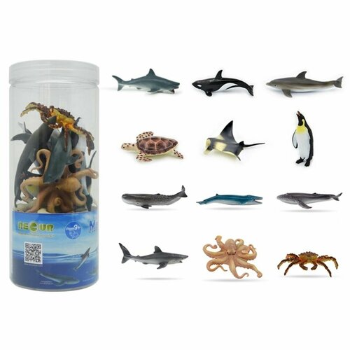 Набор больших фигурок Животный мир морей и океанов, 12 шт. в тубе, Recur