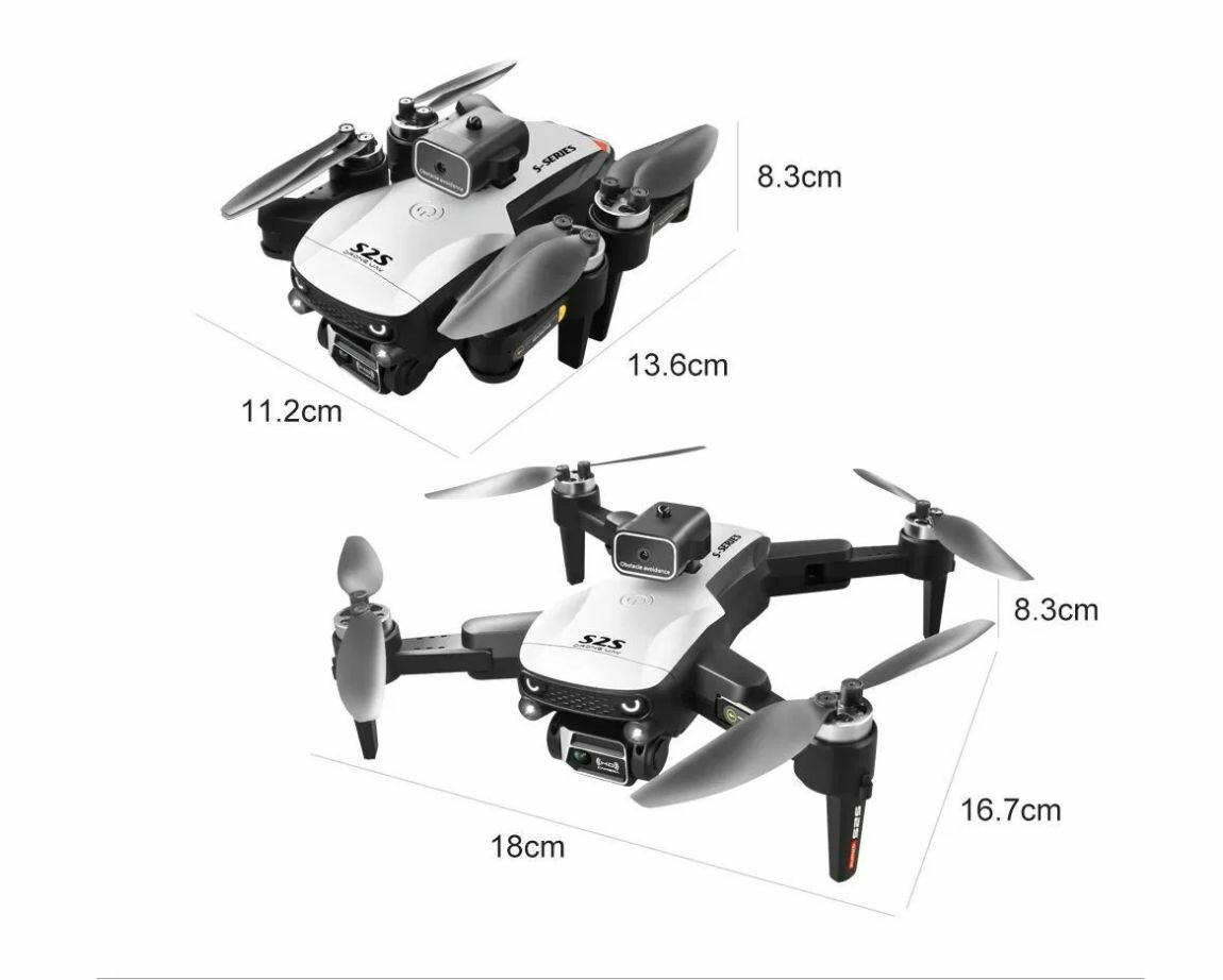 Квадрокоптер S2S 4K с бесщеточным двигателем, обходом препятствий и 3 аккумуляторами