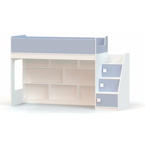 Кровать-чердак с игровой зоной и угловой лестницей Ridgimmi 33 белый голубой 27335₽