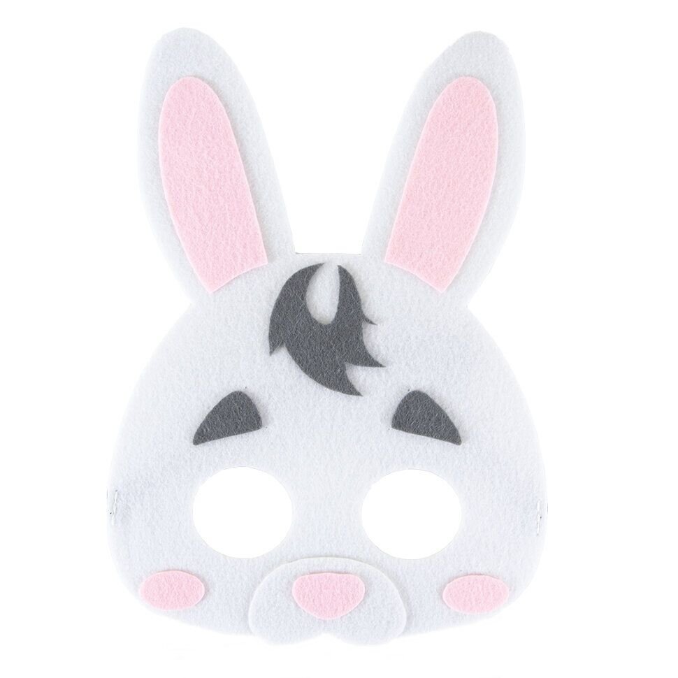 Маска карнавальная из фетра Зайчонок Белый 24*17 см 1 шт.