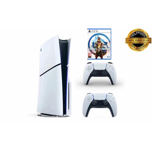 Игровая приставка Sony PlayStation 5 Slim, с дисководом, 1 ТБ, два геймпада, Mortal Kombat 1 игровая приставка sony playstation 5 slim с дисководом 1 тб два геймпада белый и голубой