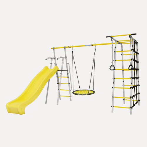 Изображение товара Спортивно-игровой комплекс Romana "Богатырь Плюс 2 MAX", качели гнездо 103.12.0, 80 см, серый/жёлтый