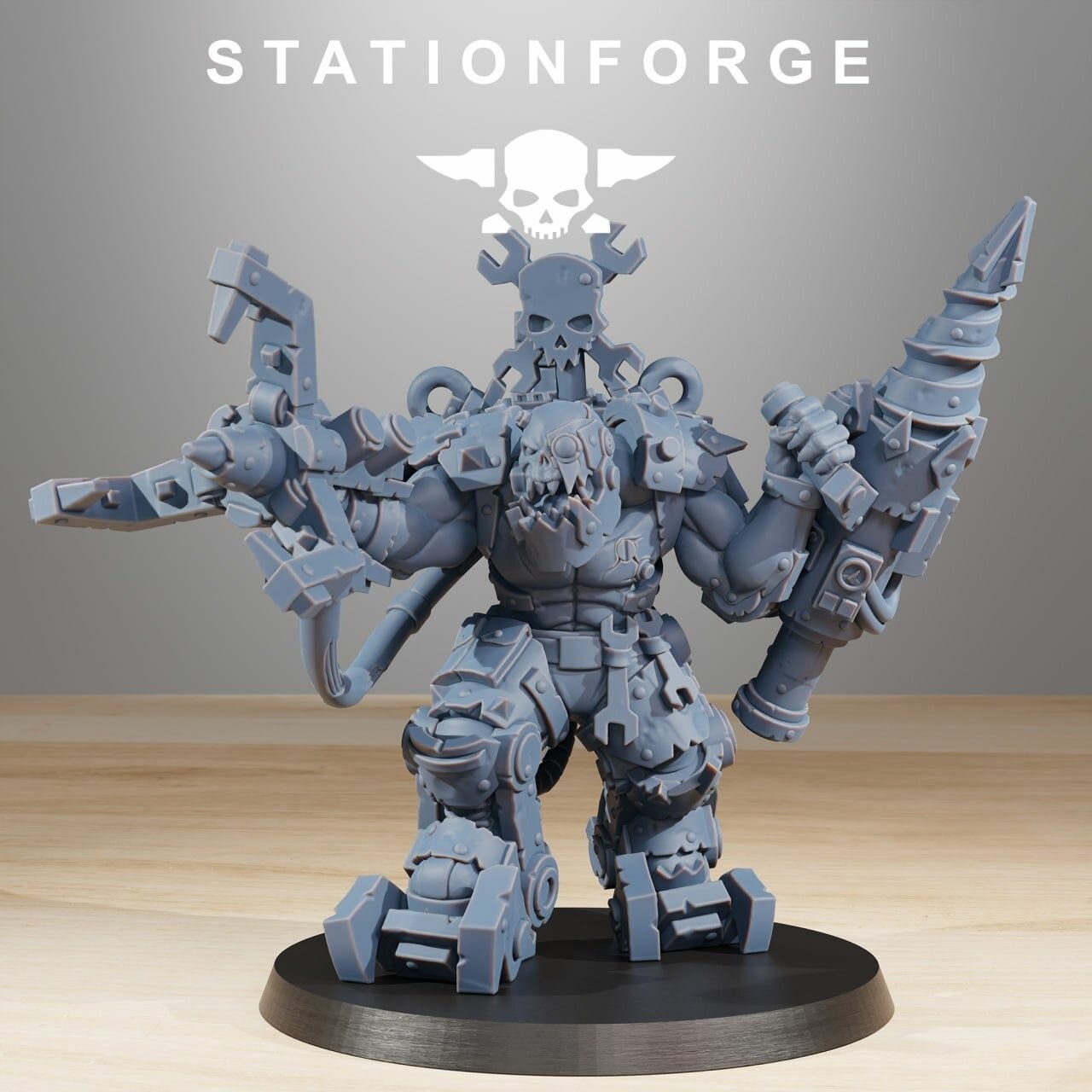 Миниатюра Warhammer Ork Exo Boss c подставкой