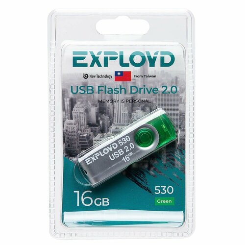 USB-флэшка Exployd 530, 16 Гб, зеленая, 1 шт