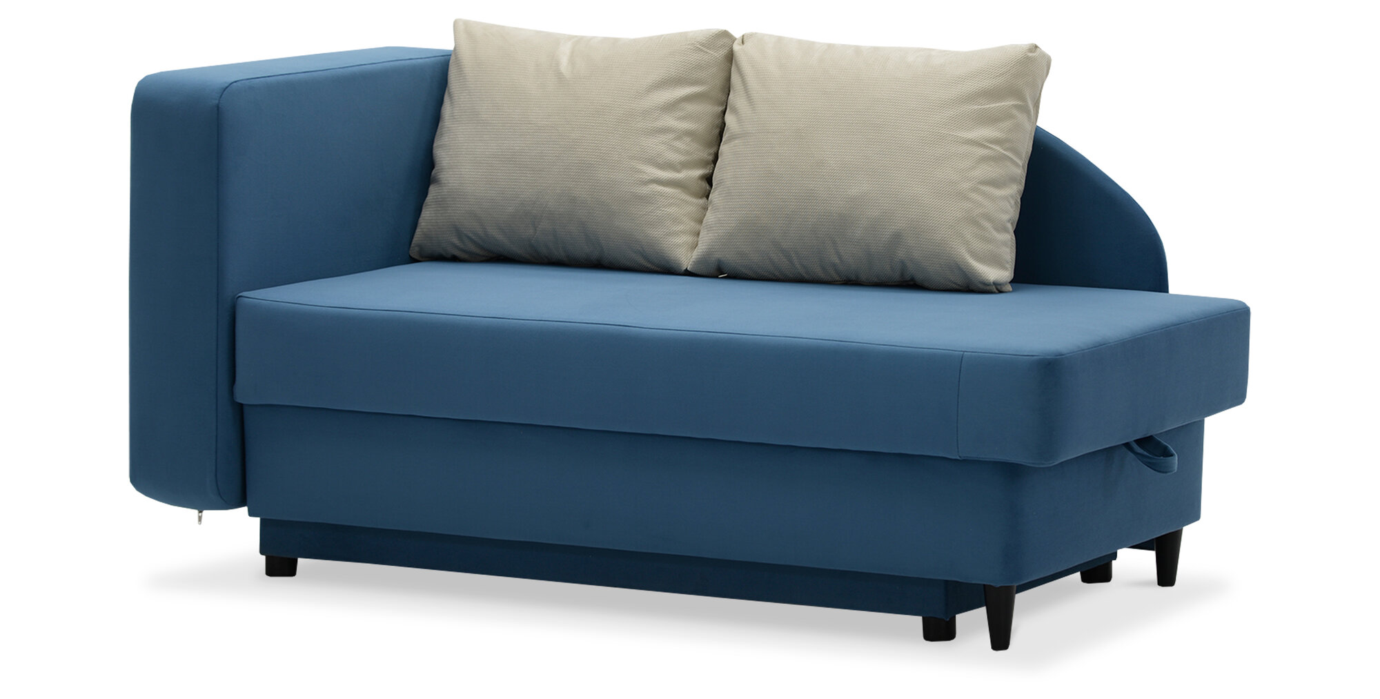 фото Кушетка Иби , Еврокнижка, размер 147х76х77 см, спальное место:190х72см, правый, Файн 01 Selfi 02 Blue