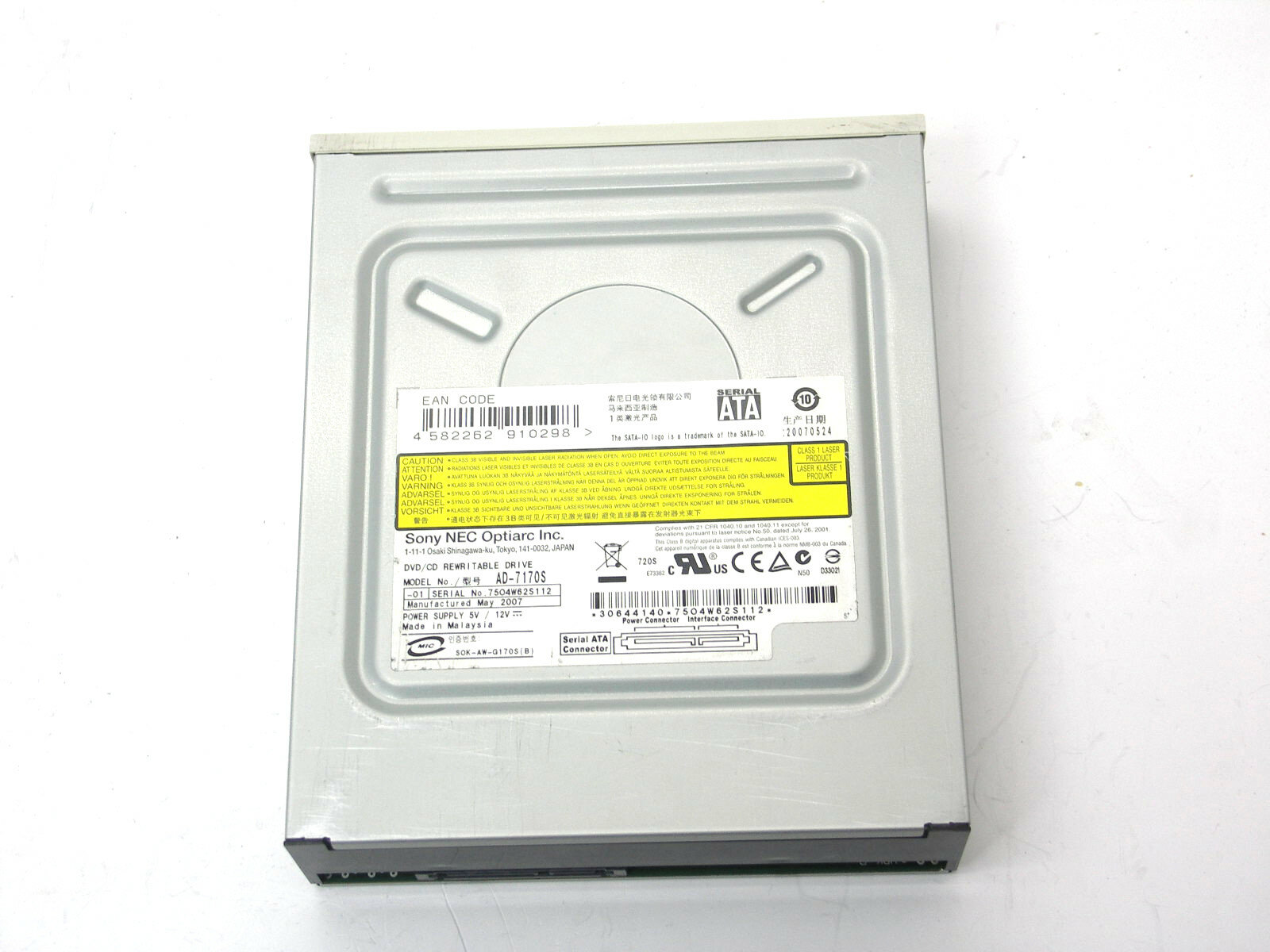 Оптический привод DVD +R/RW CD-R/RW Sony NEC Optiarc AD-7170S (SATA) белый