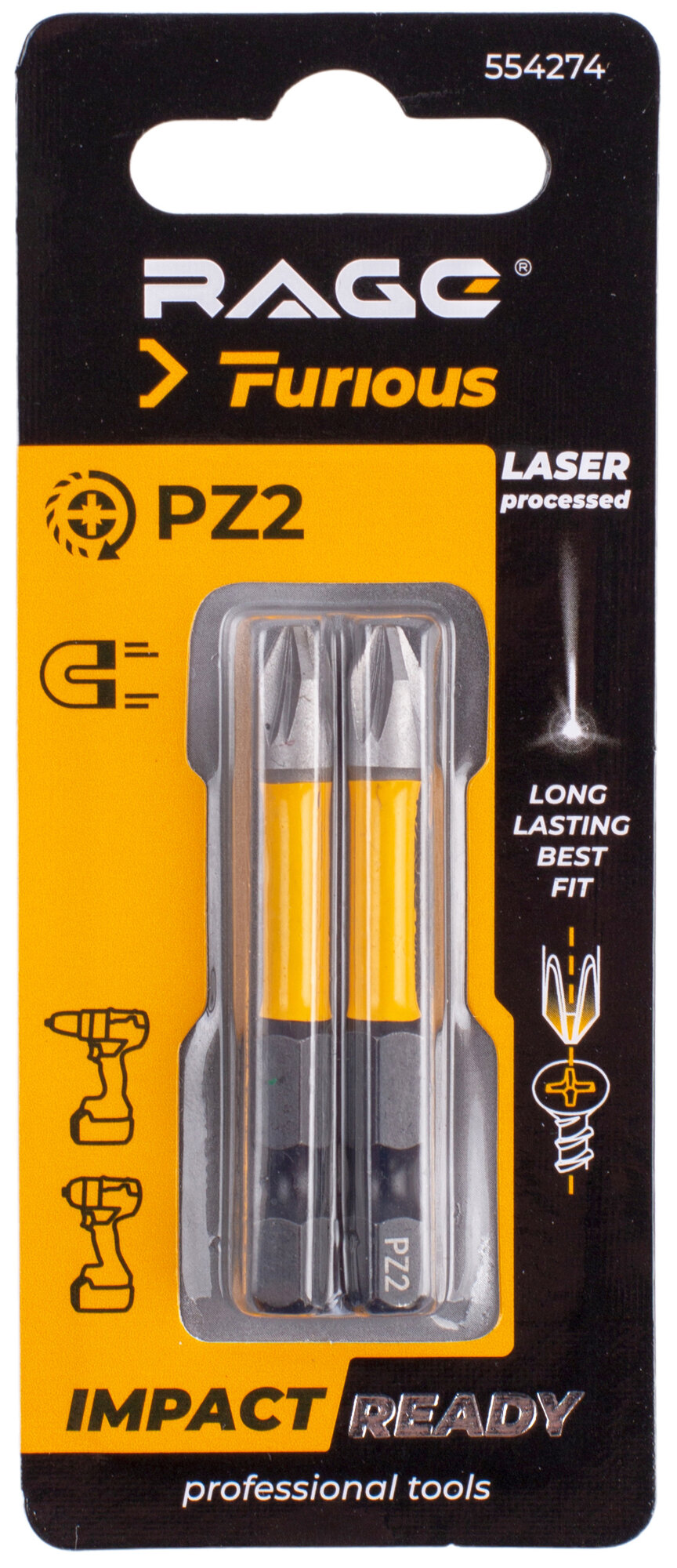 Бита ударная 554274 PZ2x50 мм, 2 шт. — фото 1