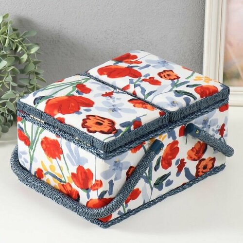 Шкатулка для рукоделия Летние цветы на белом 19х26х145 см 4130₽