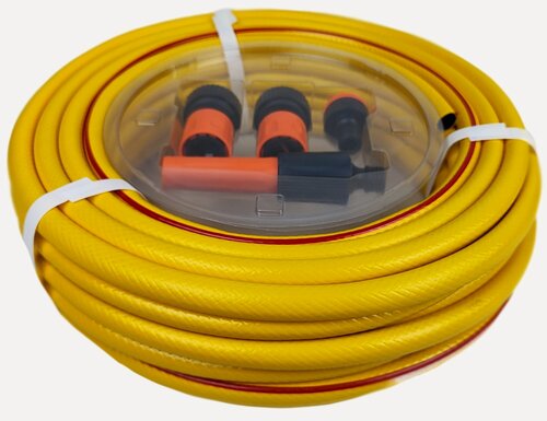 Изображение товара Шланг поливочный новэм ПВХ трехслойный армированный нитью Радуга 1/2", 20м (с фитингами)