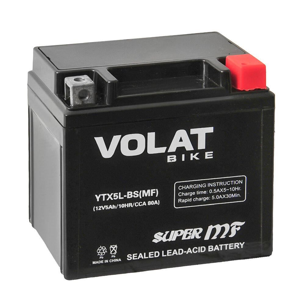 Аккумулятор VOLAT YTX5L-BS 5 Ач 80А О/П YTX5L-BS(MF)