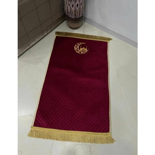 Коврик для намаза стеганый бордовый