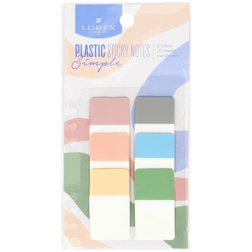 Закладки клейкие пластиковые LOREХ PLASTIC SIMPLE 6 цветов во 20 листов 45х25 мм 200₽