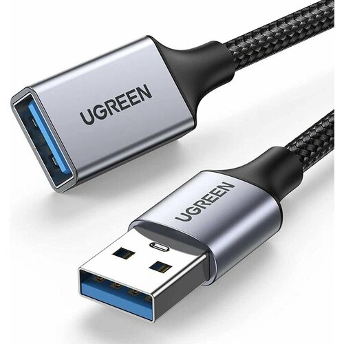 Кабель Ugreen US115 USB-A (male) - USB-A (female) (5 метров) чёрный (25285) черный, серый, серебристый