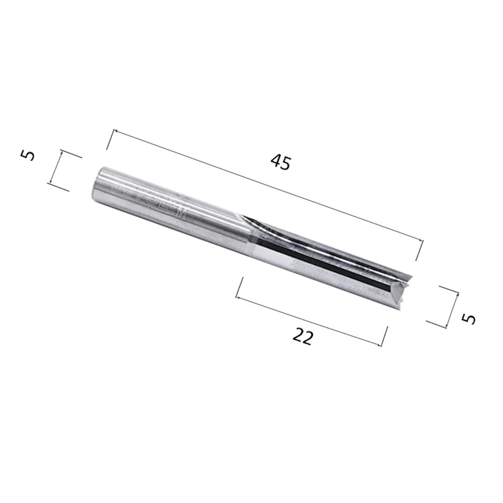 Фреза DJTOL N2ZX5.22 прямая двухзаходная (по дереву, композиту (АКП), пластику)
