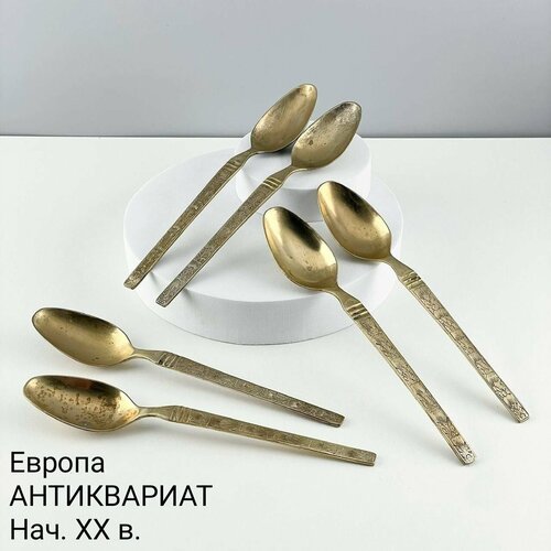 Винтажные столовые ложки Сон Набор 6 шт Позолоченный металл Европа нач 20 в 5000₽