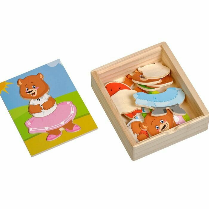 Набор одевашки Медвежонок Катя, дерево