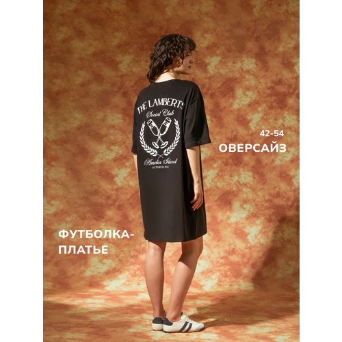 фото Туника monogamy платье-футболка "гавайи", 1 шт., размер 52, чepный