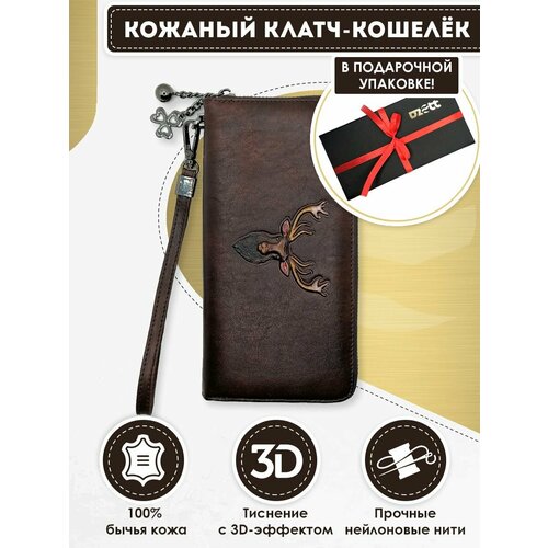 Кошелек Dzett, фактура тиснение, коричневый