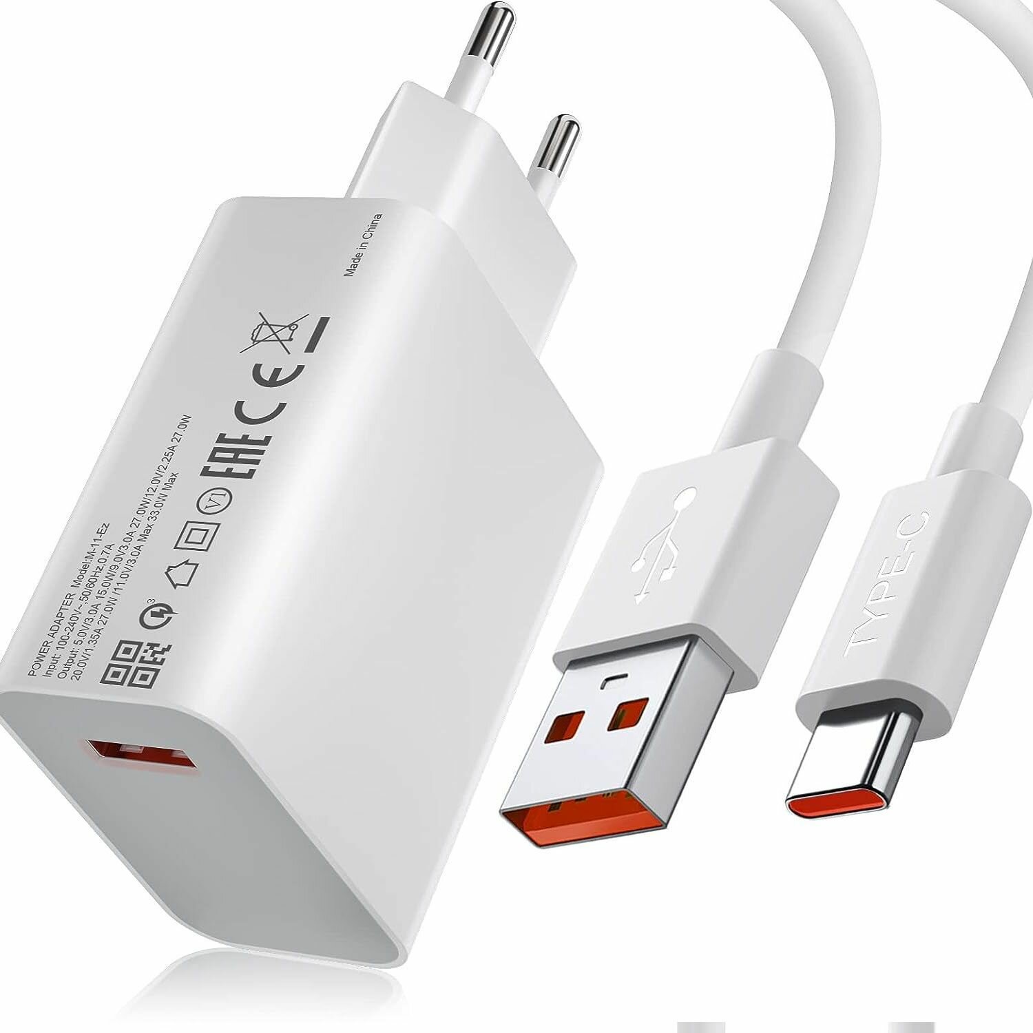 Сетевое зарядное устройство с кабелем Mi 33W Charging Combo (Type-A) EU — фото 1