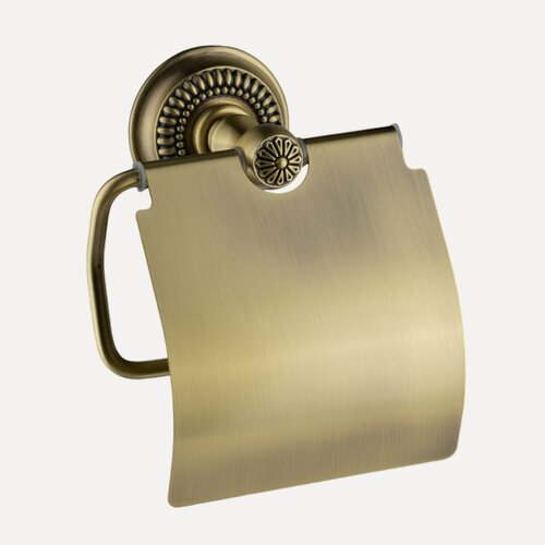 Изображение товара Держатель для туалетной бумаги с крышкой, бронзовый с узором