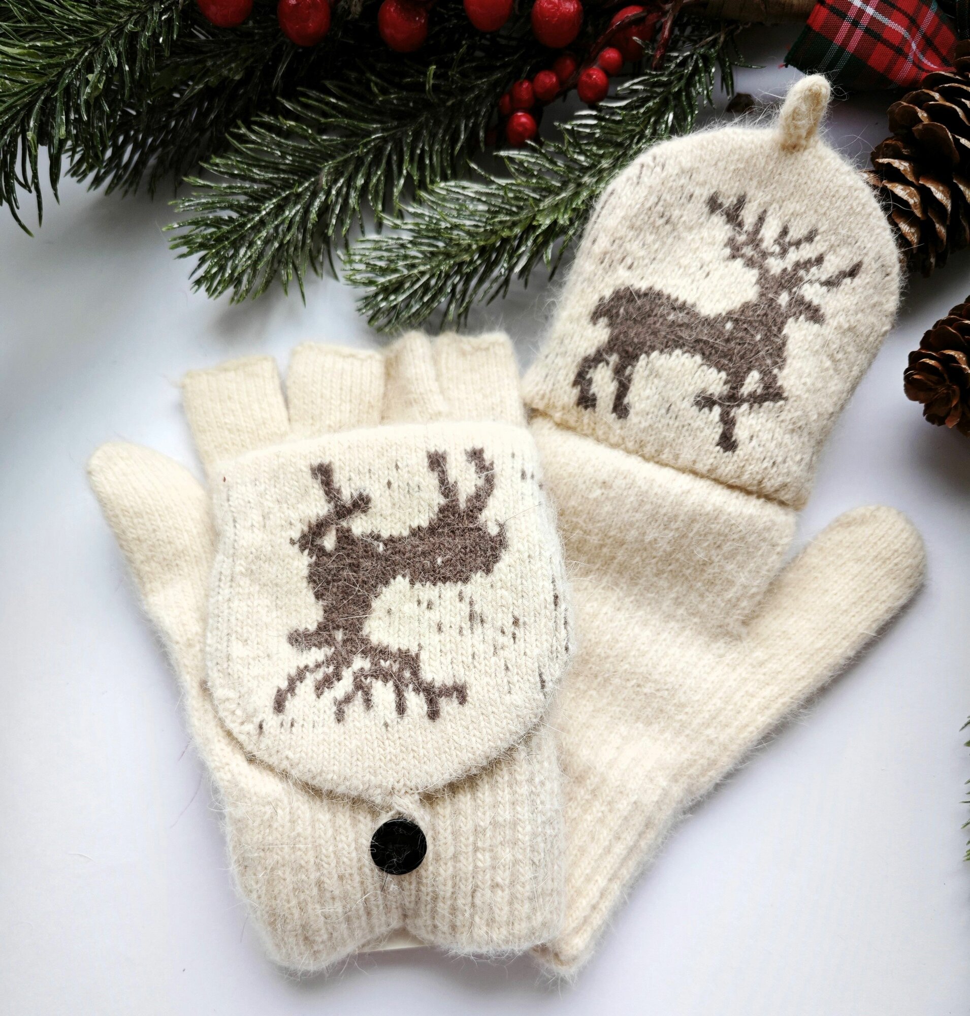 Митенки  для женщин, размер универсальный, бежевый — фото 1