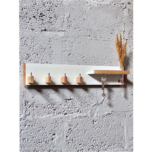 Вешалка настенная деревянная для одежды в прихожую белая