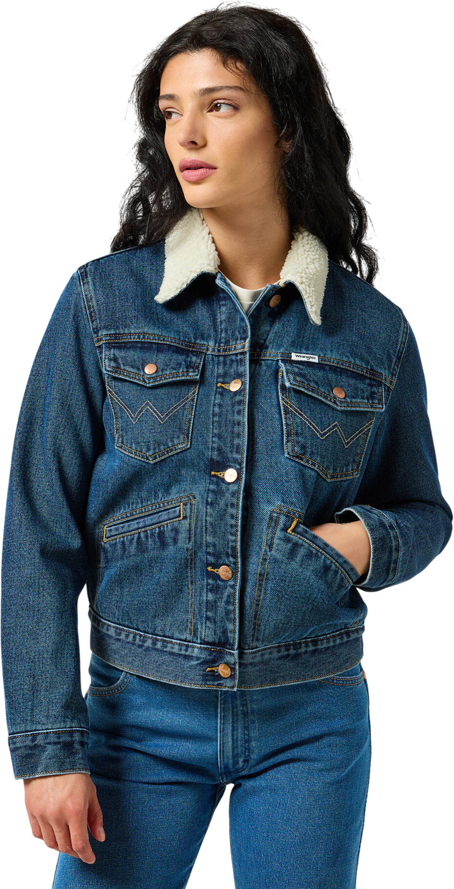 Куртка джинсовая Wrangler Women Heritage Sherpa Jacket, размер L, голубой