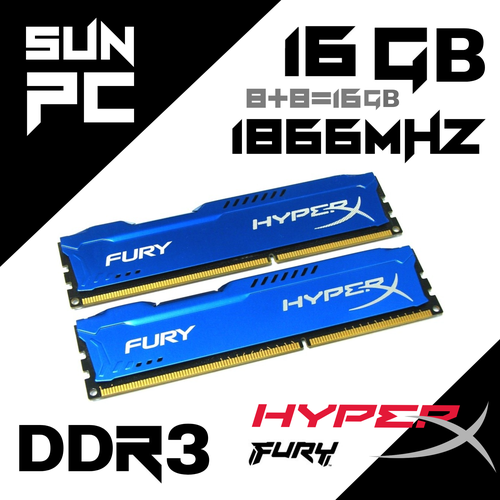 Оперативная память HyperX Fury BLUE 1866 МГц 2 модуля по 8ГБ DDR3 200000₽