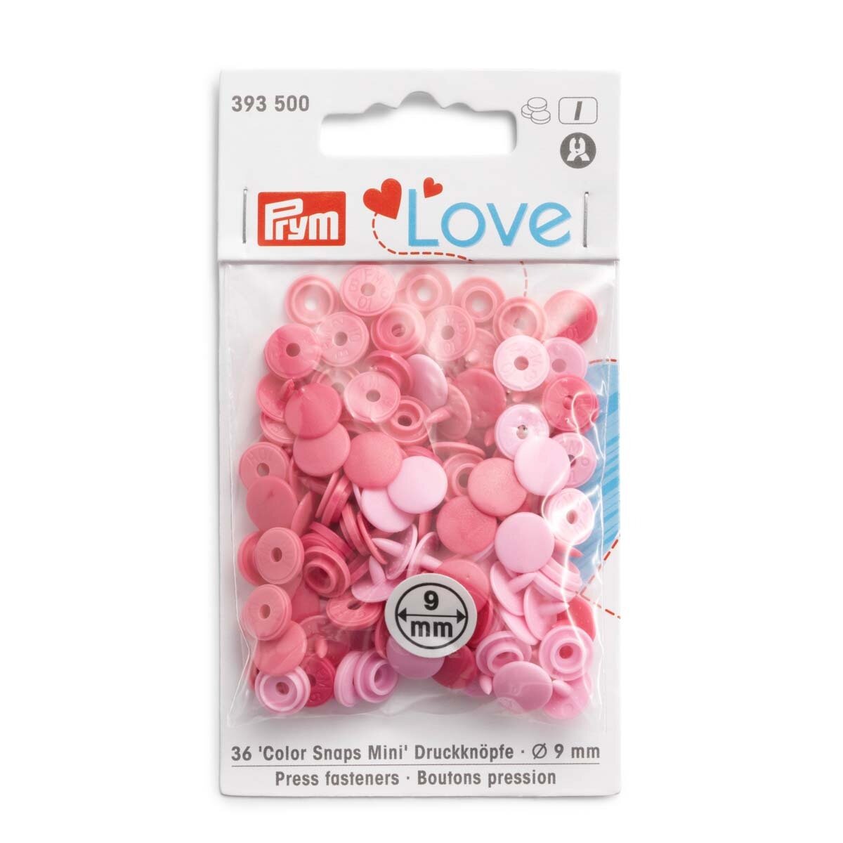 393500 Kнопки Prym Color Snaps Mini 9 мм розовый 36 шт, Love Prym