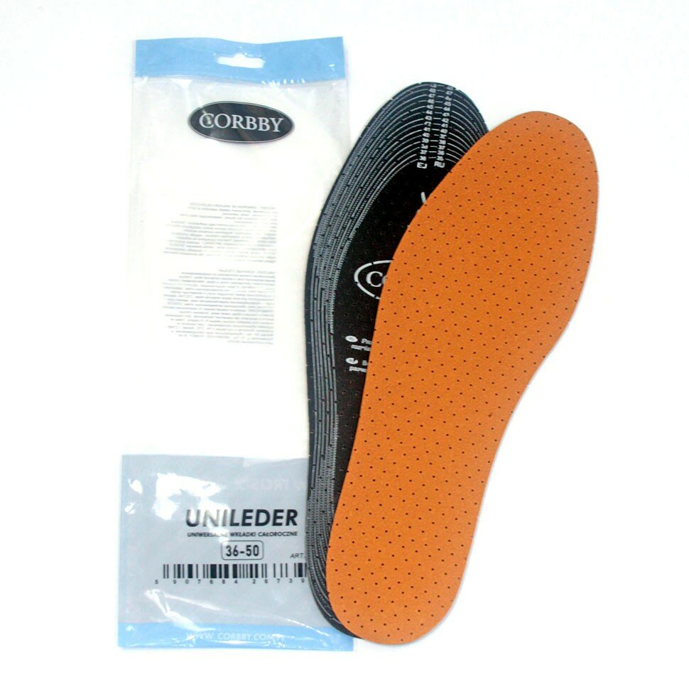Кожаные гигиенические стельки CORBBY UNILEDER XL, безразмерные 36-50 EU