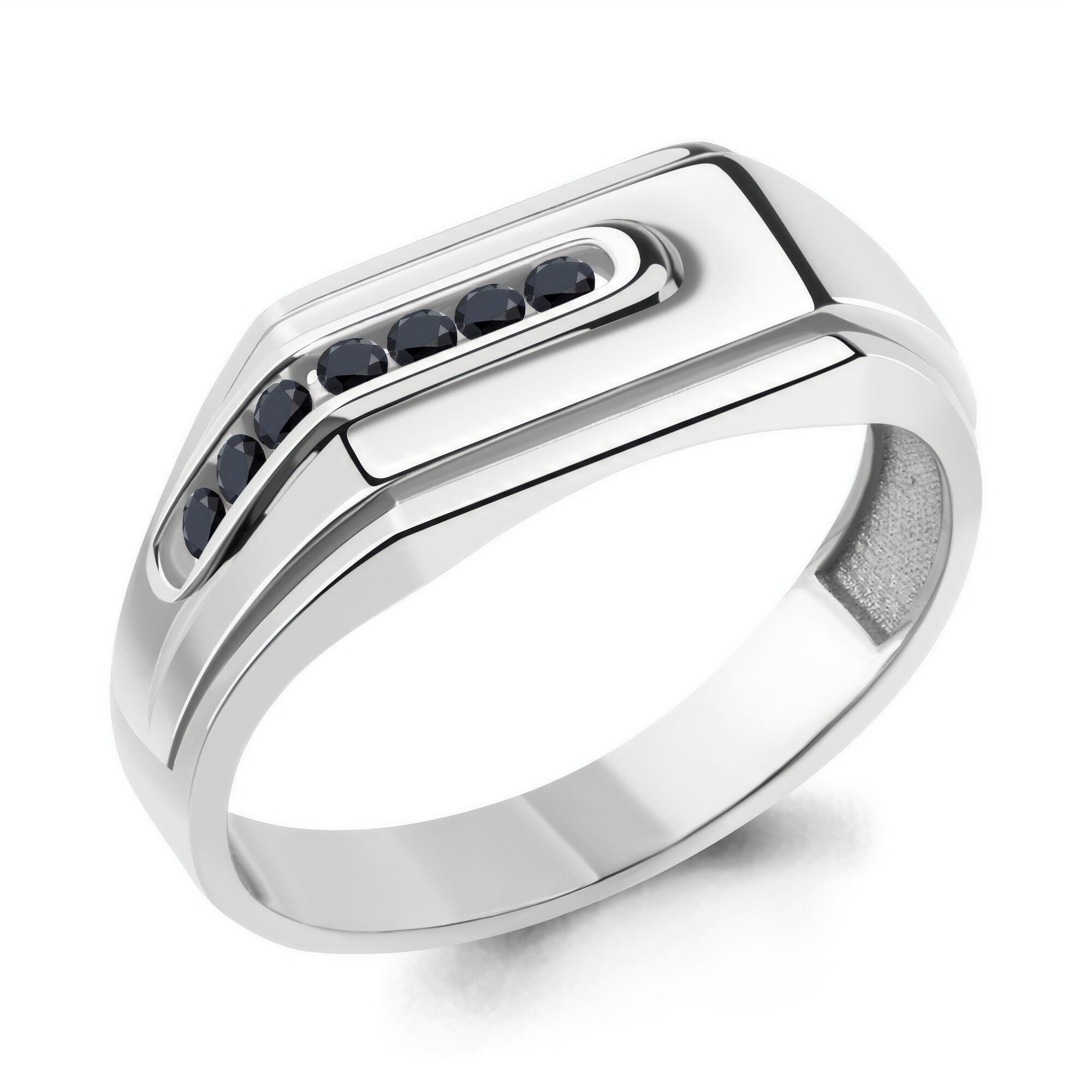 Печатка Diamant online, серебро, 925 проба, родирование, кристалл, размер 22, черный