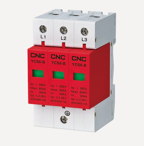 Изображение товара A060055 YCS6-B 3P 40 — 80KA 54мм красный 385В Устройство защиты от импульсных перенапряжений