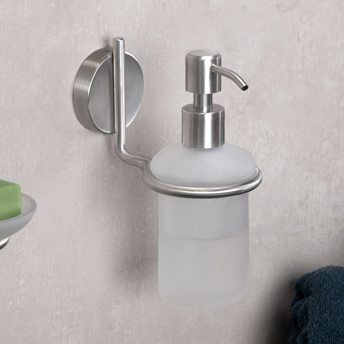 Дозатор для мыла настенный из стекла 200 мл Inox VERRAN цвет Никель