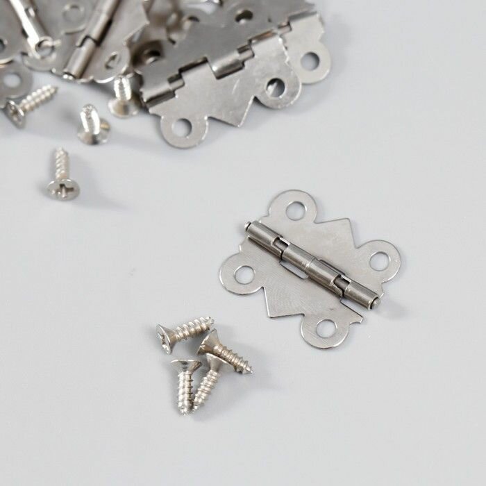 Петля для шкатулки металл фигурная серебро набор 8 шт 2х21 см