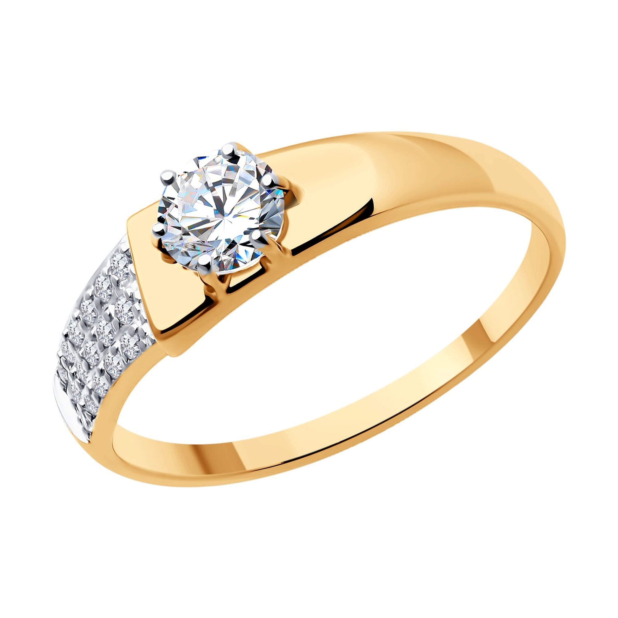 Кольцо Diamant online, красное золото, 585 проба, фианит