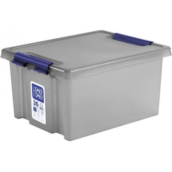 Контейнер с крышкой и клипсами Rox Box 36л серия HOME антрацит