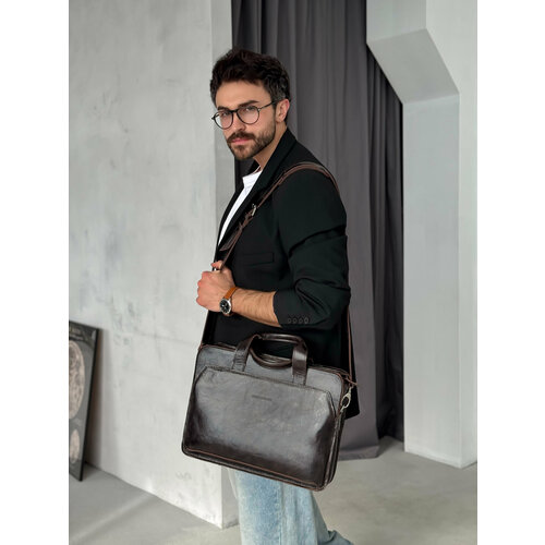 Портфель Igermann, фактура гладкая, коричневый