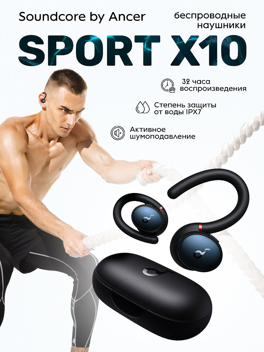 Беспроводные наушники TWS Anker Soundcore Sport X10 Black черные