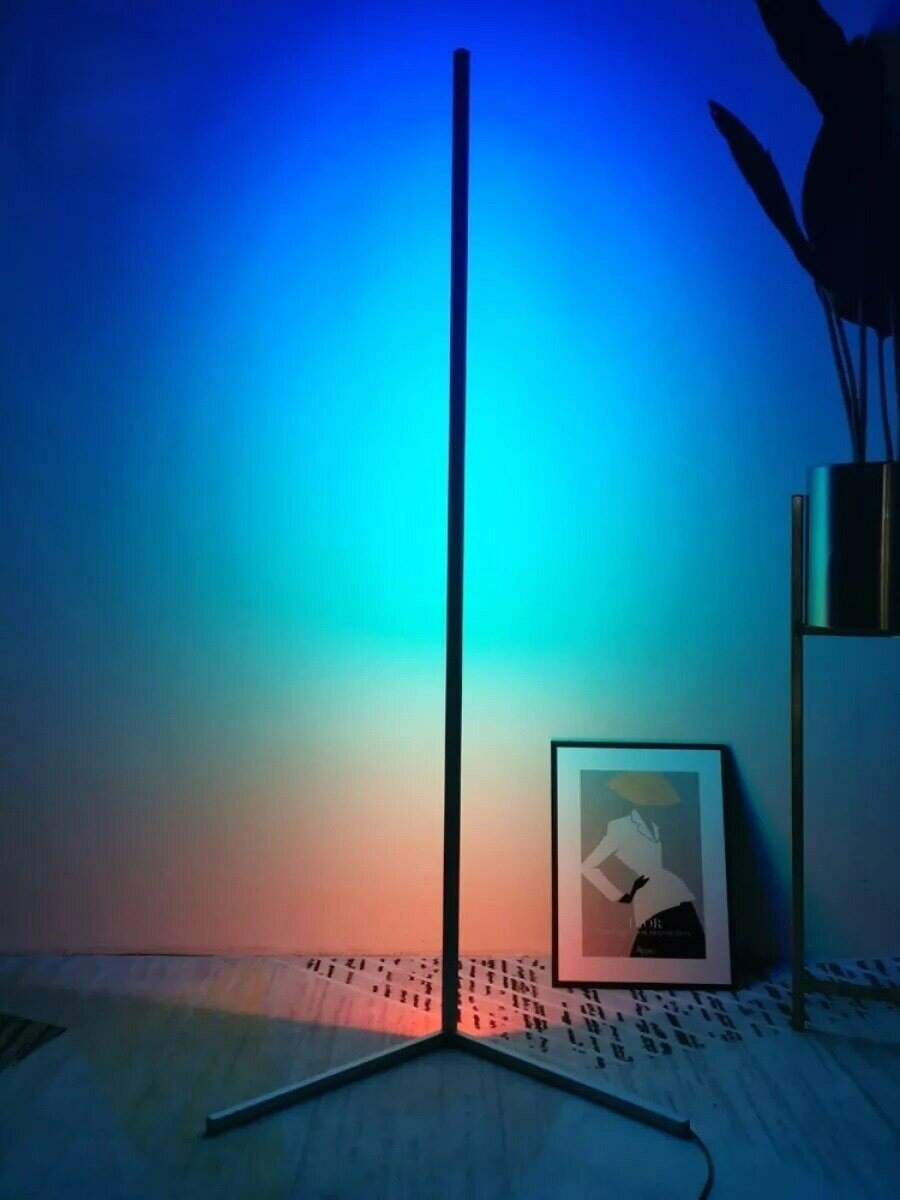 Изображение Торшер напольный RGB 140 см угловой в скандинавском стиле, угловая лампа, светильник