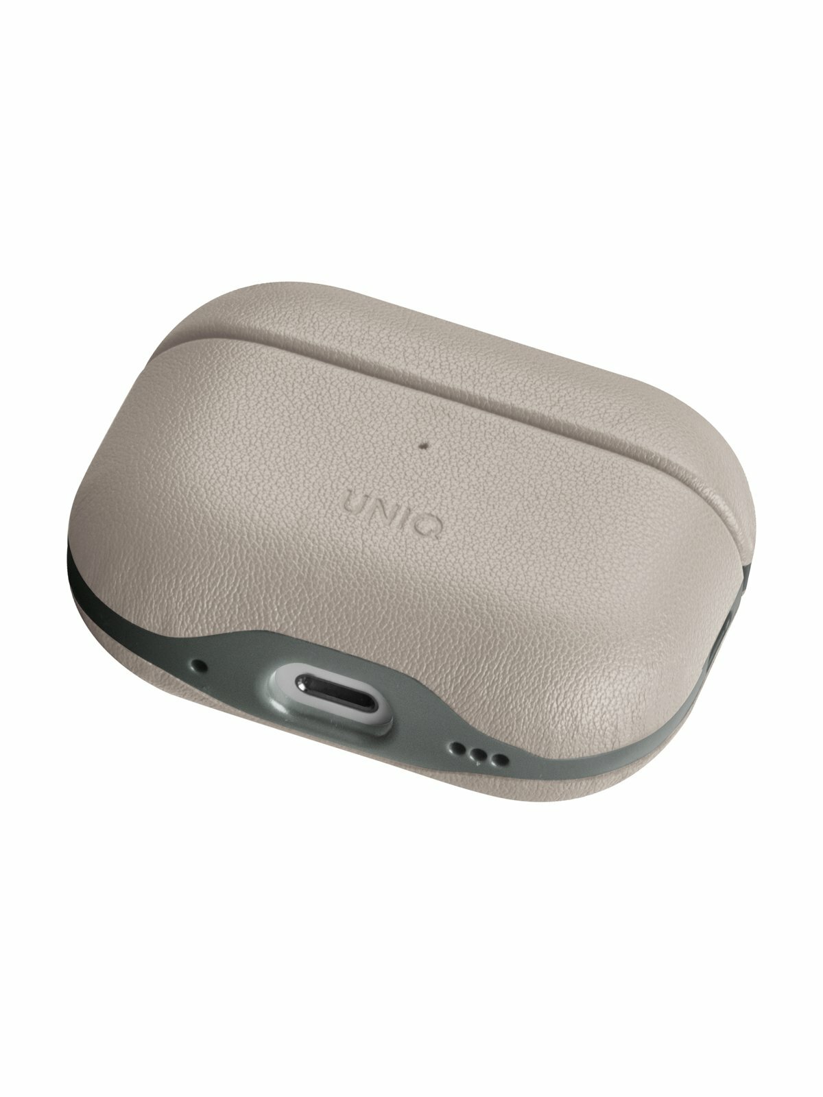 Чехол из искусственной кожи Uniq Lyden DS для AirPods Pro 2, слоновая кость/зеленый мох (IVORY/LICHEN GREEN) — фото 1