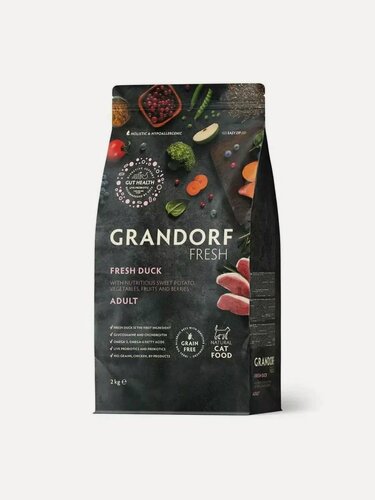 Изображение товара Сухой корм для кошек Grandorf Fresh Cat Duck&Sweet Potato утка батат 2 кг