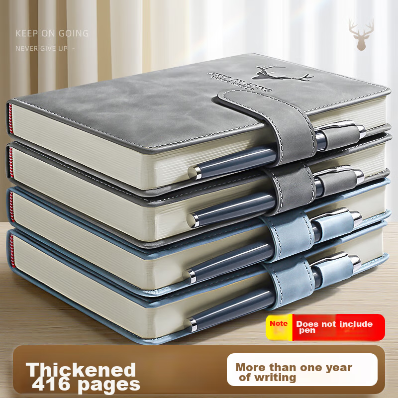 [Lowest Price Online] Jinzhi 208 Sheets Single Notebook with Magnetic Clasp, A5 Size, Business Extra Thick Notebook, Thick Soft Cover, Meeting Record Book, Diary, Work Notebook, Office Supplies, Gray