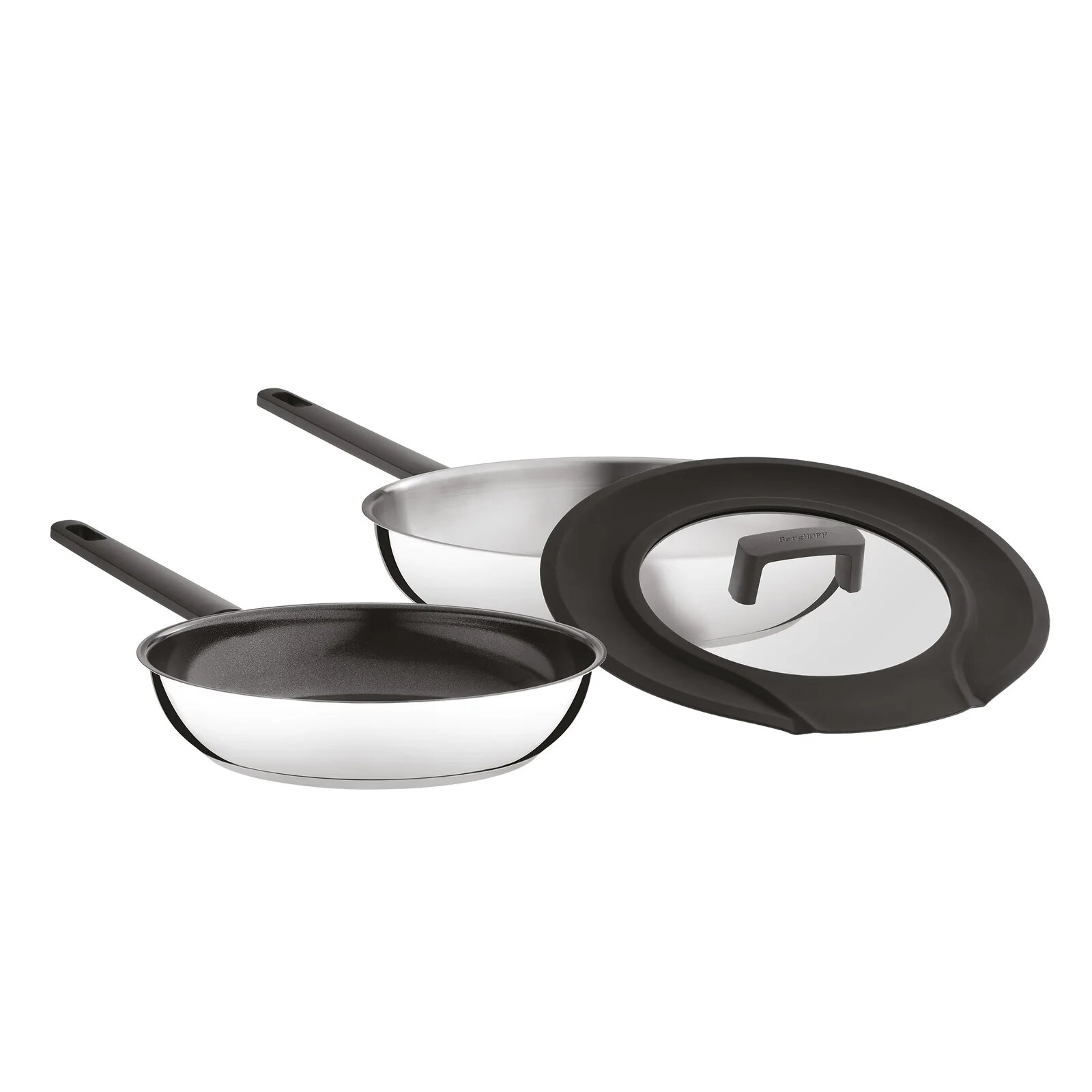 Набор сковород BergHOFF Essentials Downdraft, 18/10 нержавеющая сталь, черный