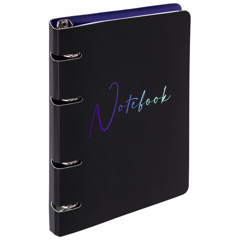 Тетрадь на кольцах А5 160х212 мм 120 листов картон выборочный лак клетка BRAUBERG /Notebook/